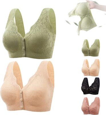 Women Front Closure Wire Free Back Full Support Corrector Bra Firm Hold