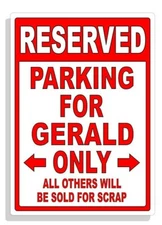 Personalized Parking Sign Wall Decal Metal Sign No Parking Customized for GERALD