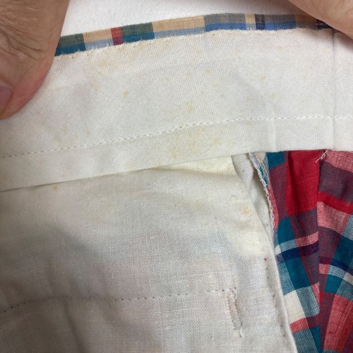 Vintage Madras Shorts Mens 34 Red Blue Plaid Cotton Flat Front Preppy Old Money - Imagen 8 de 8