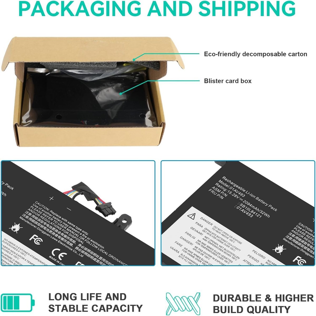 Batteria Originale Lenovo 01AV493 00UR891 Per ThinkPad T570, T580, P51s, P52s – 32Wh, 3 Celle, 15.2V