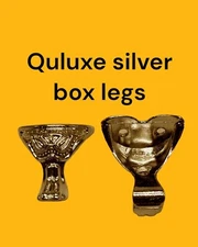 Quluxe 20 Pcs Silver Brass Box Legs Corner Protectors 27X 29mm