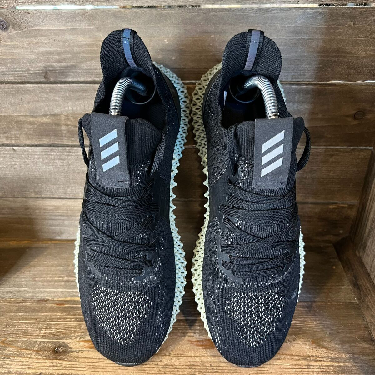 Mens Adidas Alpha Edge 4D Athletic Black White Sneakers Mens Adidas Alpha Edge 4D Athletic Black White Sneakers