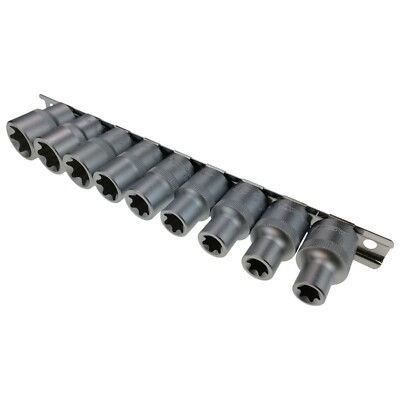 Torx E-Profil Stecknuss Steckschlüssel 9-tlg Nuss Satz E10 - E24 Für 1/2-Zoll