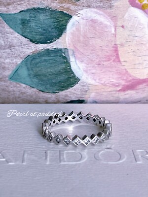 Authentic Pandora Alluring  Princess Cz Ring W/Gift Box 56 Size 7.5