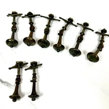 Antique Drawer Closet Chest Hinged Pull Knobs Set of 8 Brass Handles Patina 2sm