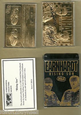 1999 Bleachers DALE EARNHARDT & DALE JR. 23KT Gold Card Signature Black