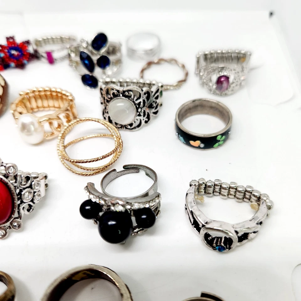 Enorme Lote De Colección De 20 Anillos Boho De Cóctel Ágata Piedra Lunar Estrás llamativos Foto 4 de 4