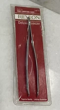 Revlon Deluxe Tweezers Slant Tip 1536-44 Carry Case Superior Quality