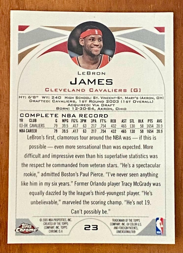 2004 - 05 Topps Chrome Lebron James # 23 2nd Year Basketball