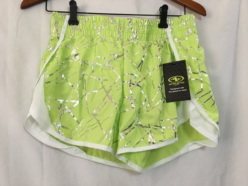 New Athletic Works Girl's Running Shorts Lined Elastic Waist Neon Green U pick - Picture 3 of 4