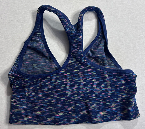 WOMENS MEDIUM MOLDED CUP UNLINED WIRE-FREE V-FRONT RACERBACK SPORTS BRA, MULTI - Picture 2 of 3
