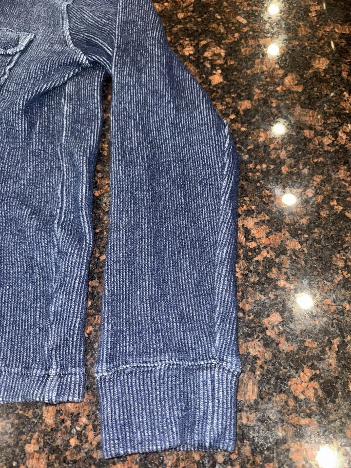 Lucky Brand Men’s 100% Cotton Ribbed Knit Henley Sweater Indigo Blue • Medium - Image 4 of 4