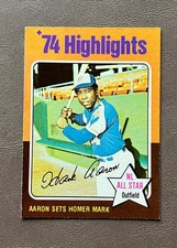 1975 Topps Baseball #1 Hank Aaron '74 Highlights