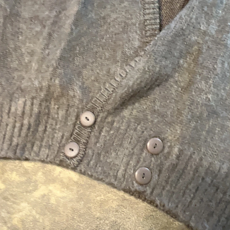 Vintage Adam Sloane Cardigã Suéter Colete Masculino G Marrom Fuzzy Mohair Vovô - Imagem 4 de 4
