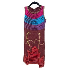 KPC 100% Cotton Embroidered 90's Y2K PatchworkDress, Boho Hippie Free Spirit, S
