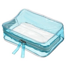 6.7"x2.4"x4.7" Clear PVC Travel Toiletry Bag Makeup Cosmetic Pouch Sky Blue