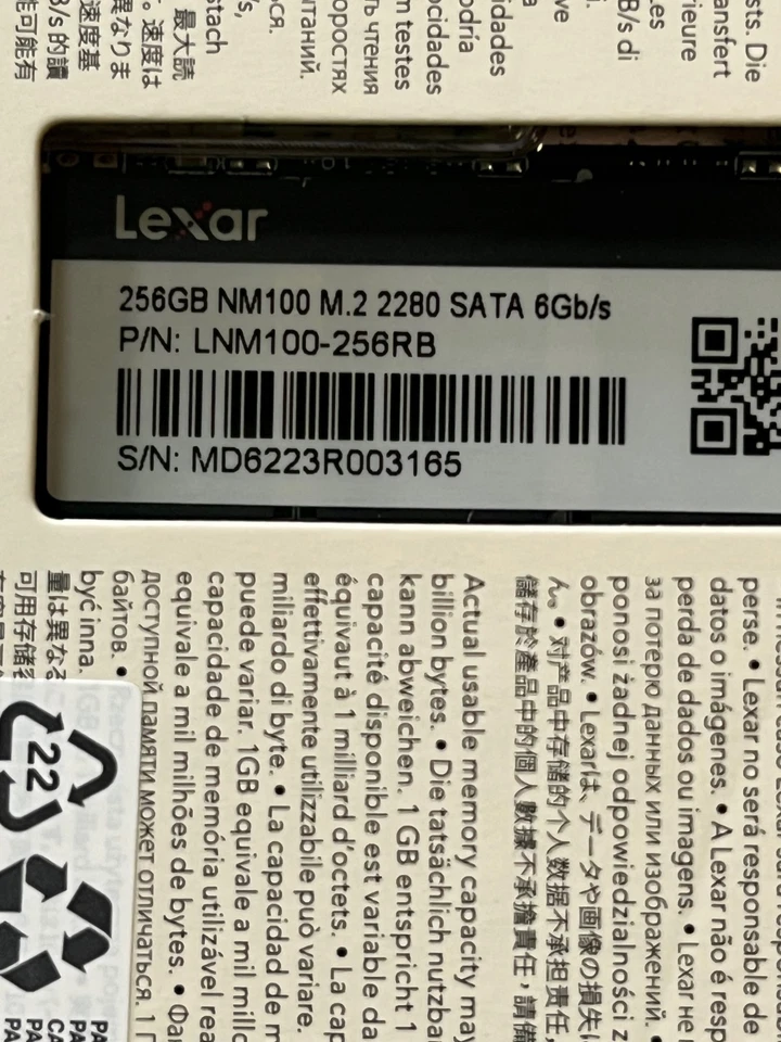 256GB Lexar NM100 m.2 2280 Internal 6Gb/s SSD Drive LNM100-256RB - Image 3 of 4