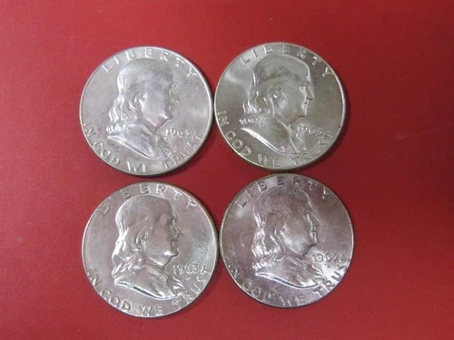 1963 FRANKLIN Half Dollar Lot of FOUR.  50c  90% Silver UNCIRCULATED  BEAUTIES
