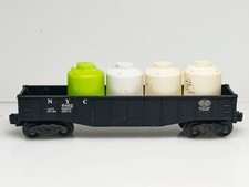 LIONEL O Gauge 6462 New York Central Black Gondola w/ 4 Canisters
