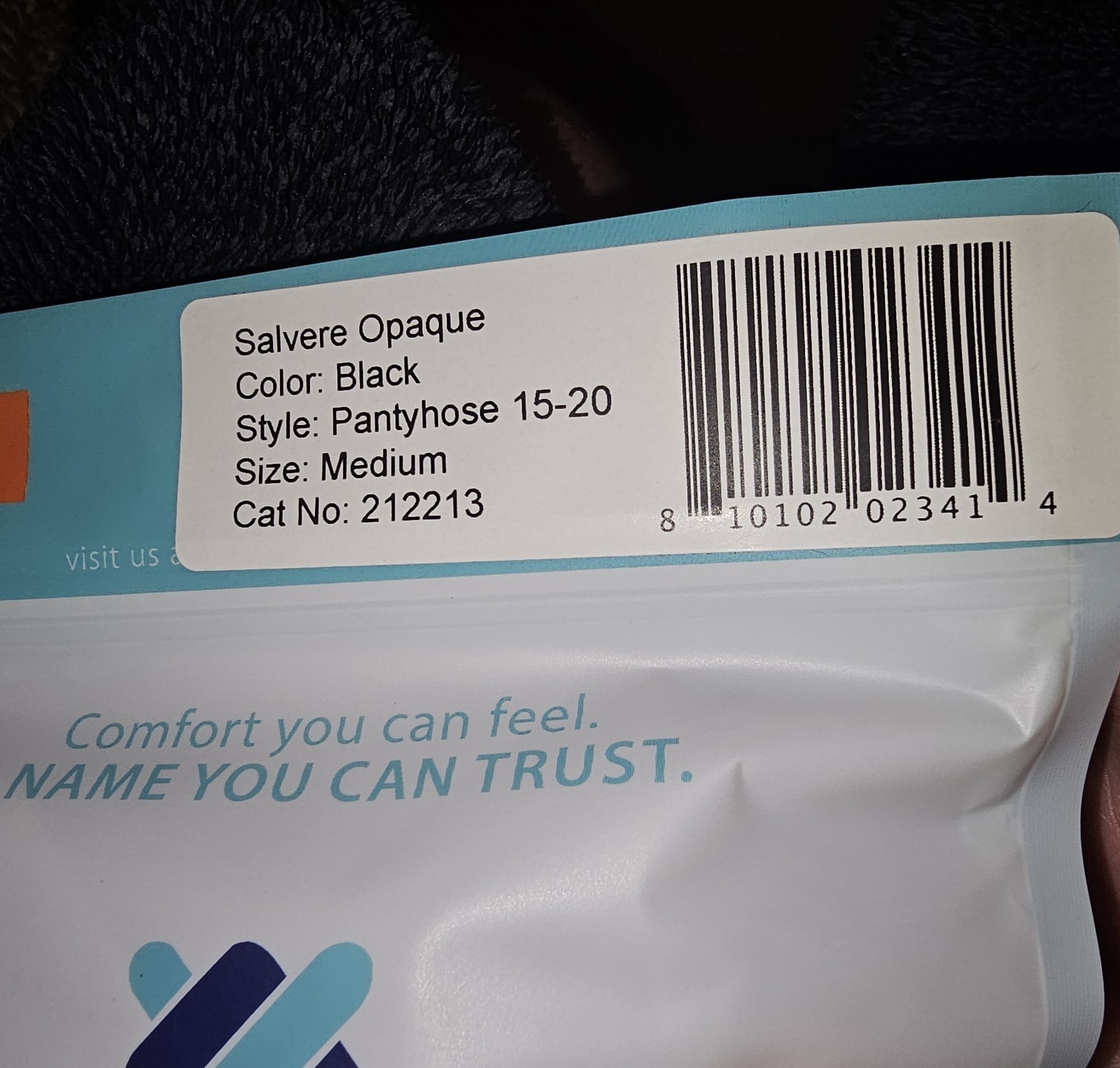 New. Salvere Medical Compression Black Opaque Womens Pantyhose/Tights. 15-20mmHg