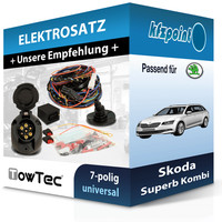 Towtec E-Satz 7Polig Universell Passend für Skoda Superb Kombi Elektrosatz