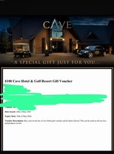 £100 Gift Voucher for The Cave Hotel. For Sale £70 Only! Non-refundable