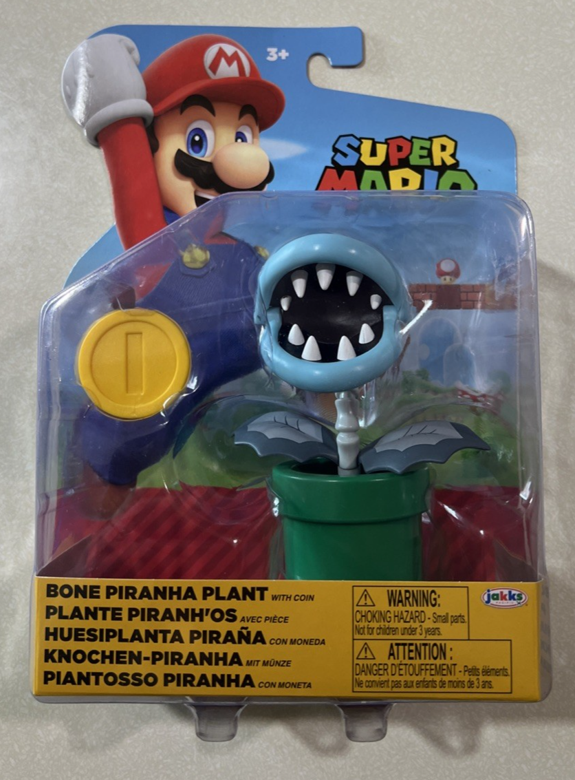 NEW 2025 Jakks Pacific Super Mario Bone Piranha Plant With Coin 5
