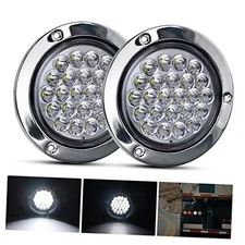  4 Inch Round Trailer Tail Light 2PCS 24LED White White screws 2pcs Tail Lights