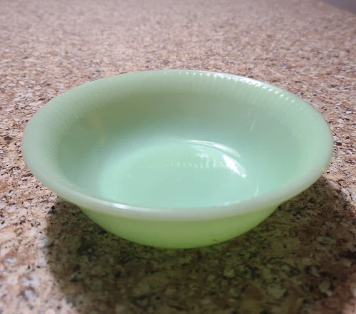 Fire King Jane Ray (ribbed) Jadeite Small Fruit Dessert Bowl 4 3/4"   NICE