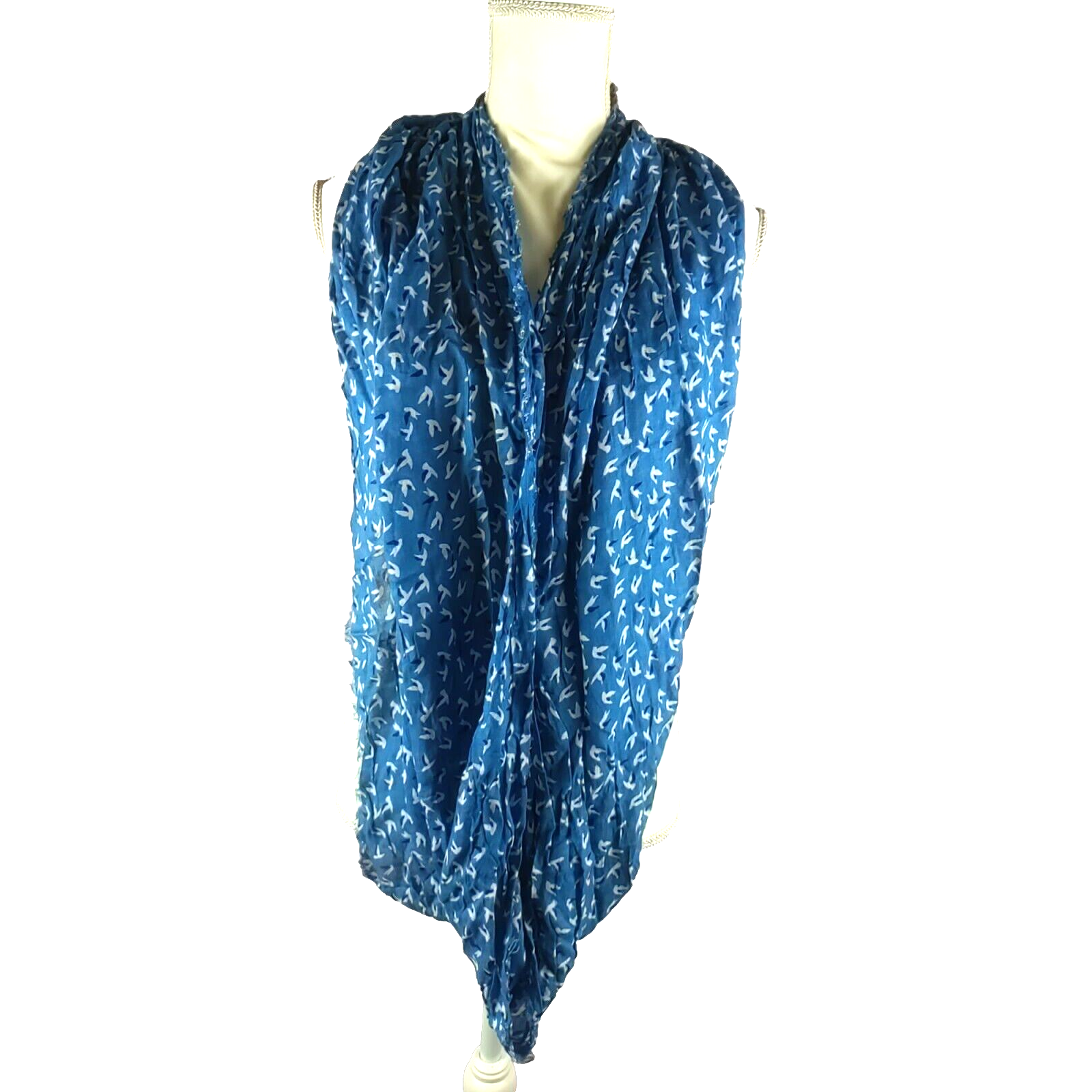 Infinity Scarf Blue With Birds Rayon Collection Eighteen