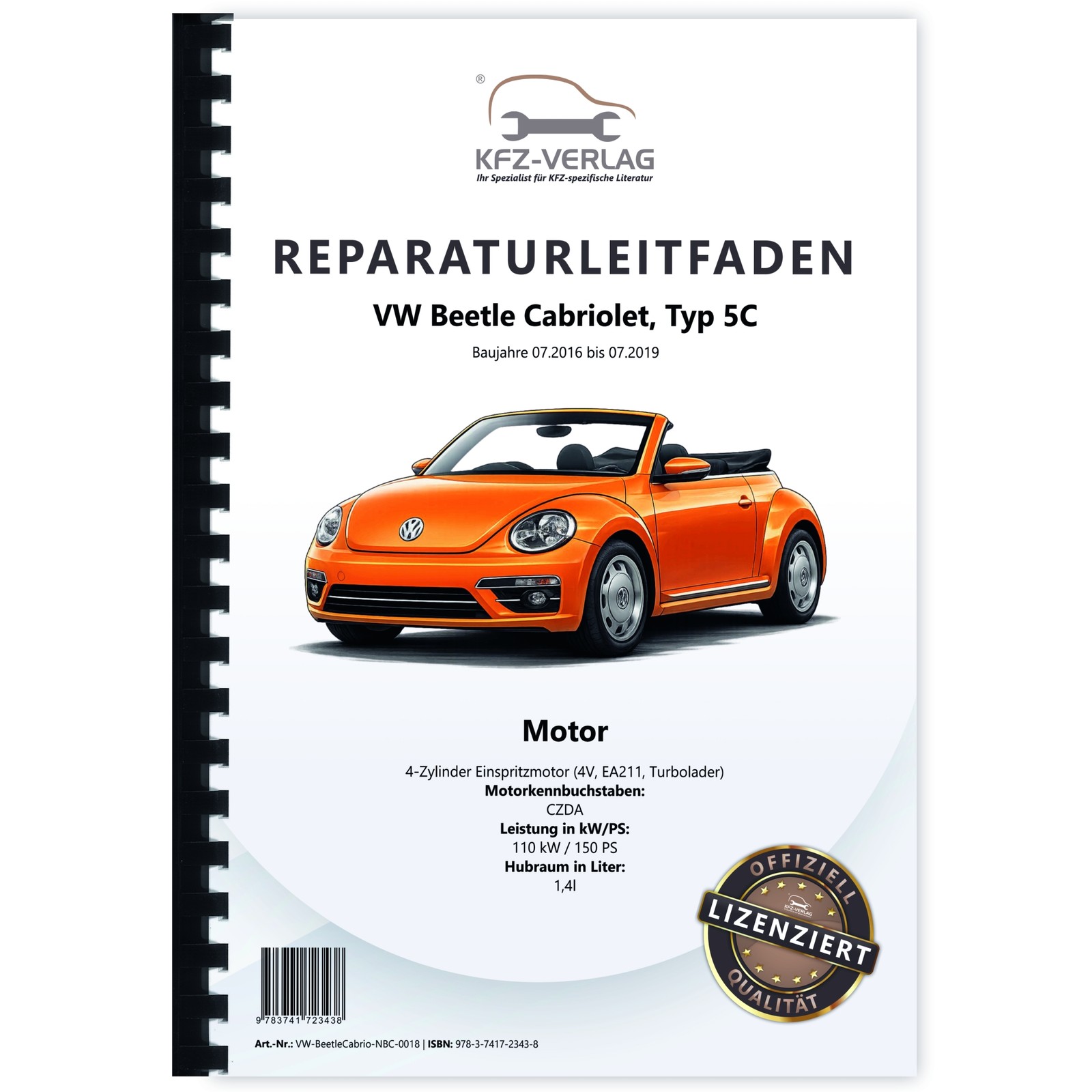 Vw Beetle Cabrio 5C 2016-2019 4-Zyl. Benzinmotor 1,4L 150 Ps Reparaturanleitung-image