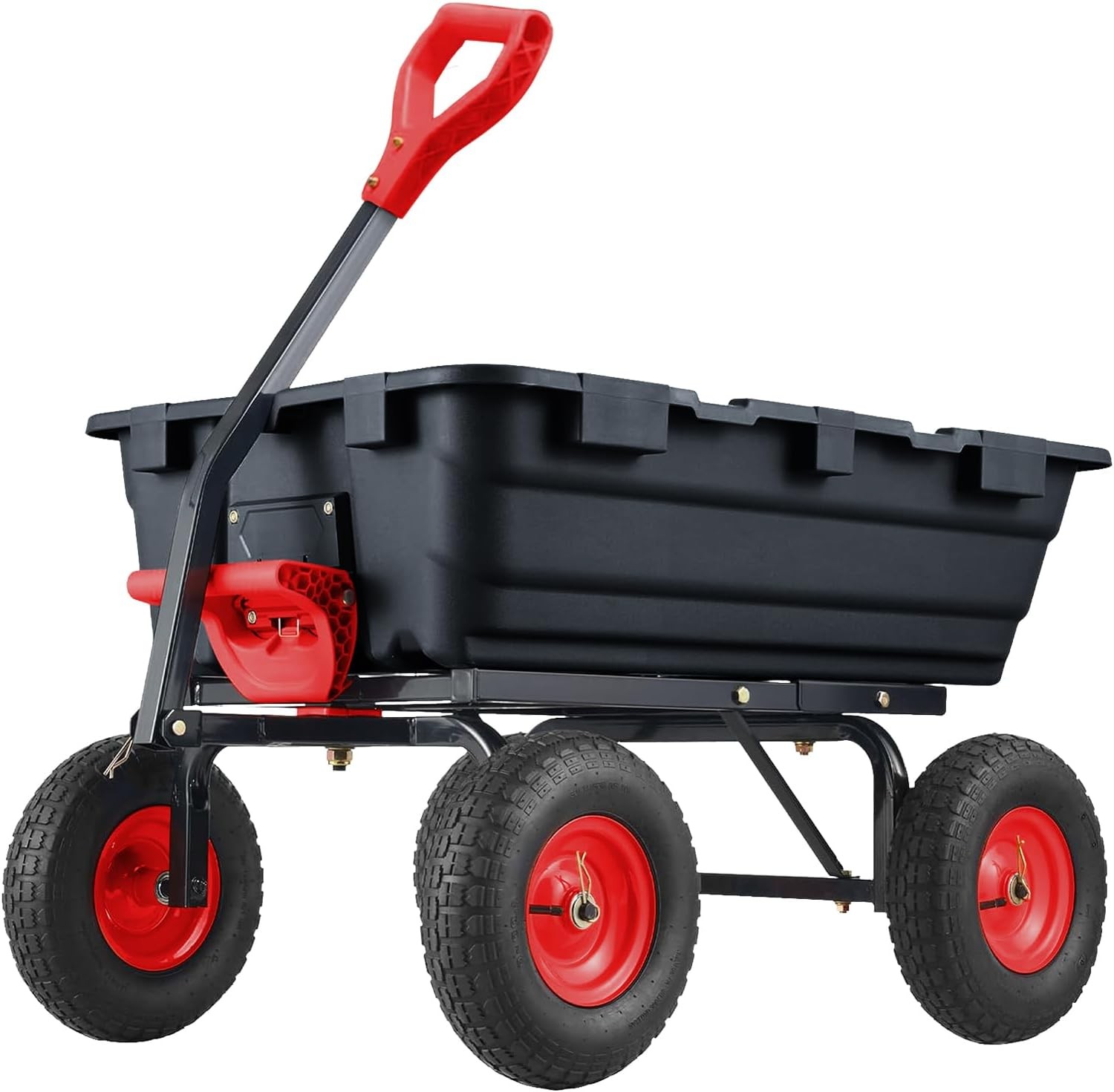 Poly Garden Dump Cart Heavy-duty Yard Carts and Wagons 900 lbs 10" Tires Black
