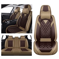 Waterproof Nappa Leather Car Seat Covers Full Set for CR-V 2000-2026 Brown