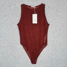 Zara Womens Sheer Mesh Sleeveless Bodysuit Chocolate Brown Size L NWT