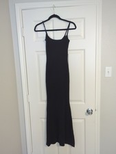 Quince Women Tencel Rib Knit Maxi Slip Dress Black Basic Sleeved S