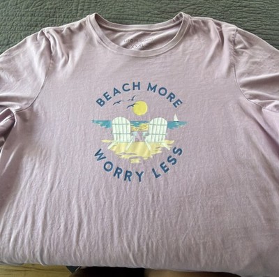 Life Is Good 3x plus sz xxxl Womens Short Sleeve Crusher T beach more worry less