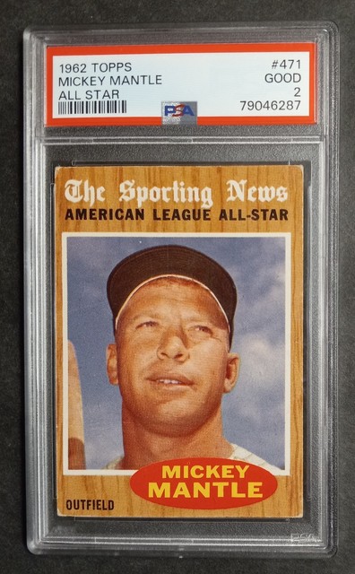1962 Topps - #471 Mickey Mantle - All-Star - MVPw - HOF - PSA 2 GOOD