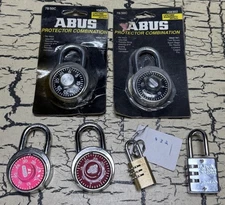 6 VTG Combination Padlock Mixed Lot Combo Abus 78 NOS & Used