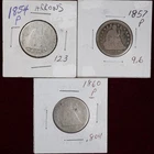 1854 1857 1860 Liberty Seated Quarters Silver 25c Lot of 3