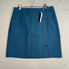 Ann Taylor Womens Size 8 Blue Textured Button-Front Skirt NEW 