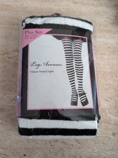 Leg Avenue 7100Q Nylon Stripe Tights Black/White 3X/4X