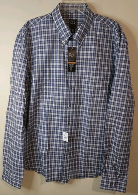 Jos A Bank Traveler Mens Slim Fit Check Long Sleeve Button Up Shirt 2XLT $99.50