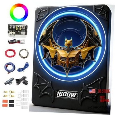 1600W Slim UnderSeat Subwoofer and Amp Package, Powered Car Yellow Robot