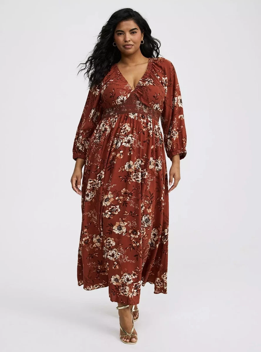 knee length dresses for ladies Final Sale Plus Size Maxi Dress with Cut Outs in Orange & Pink Print S