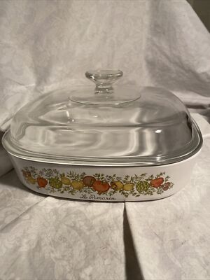 VINTAGE Corning Ware Spice of Life 10x10x2 Domed Lid Casserole Dish  La Romarin 