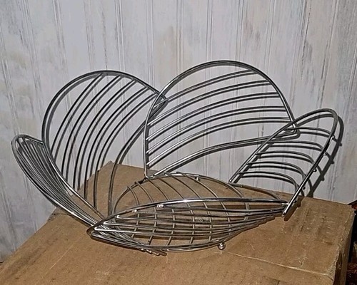NEW Chrome Silver Wire Fruit Bowl Basket Holder Kitchen Storage Display Deco - Picture 2 of 5