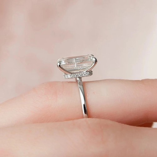 IGI Certified 4.10 CT Emerald Cut Lab Grown Diamond Wedding Ring 950 Platinum - Picture 5 of 10
