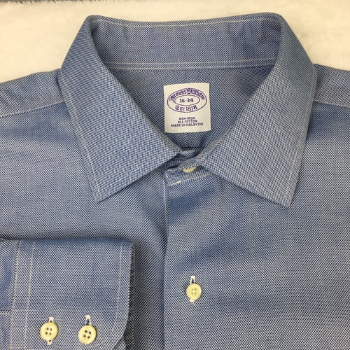 Brooks Brothers Shirt Mens 16-34 Blue Non Iron Purple Label Long Sleeves - Picture 2 of 10