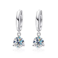 0.5-2ct D VVS1 Moissanite Drop Hoop Earrings for Women 925 Sterling Silver Gift