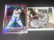 Emmanuel Rodriguez Twins Auto Signed 2021 1st Bowman Chrome Pink Mojo Refractor